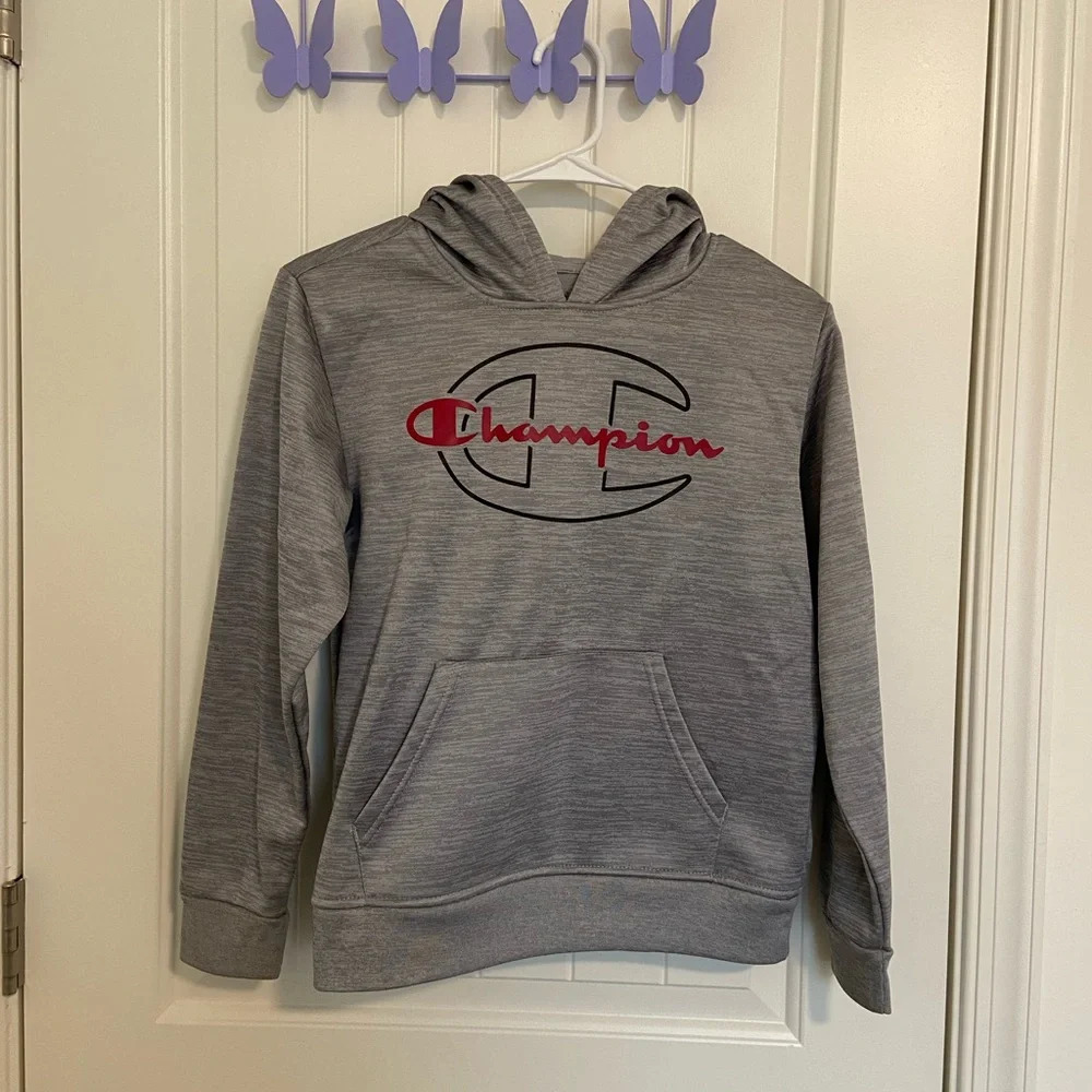 NWOT | Champion boy’s gray logo active pullover hoodie — size 10/12